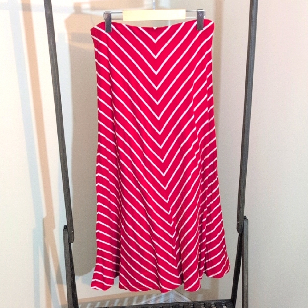 Red and White Striped Skirt